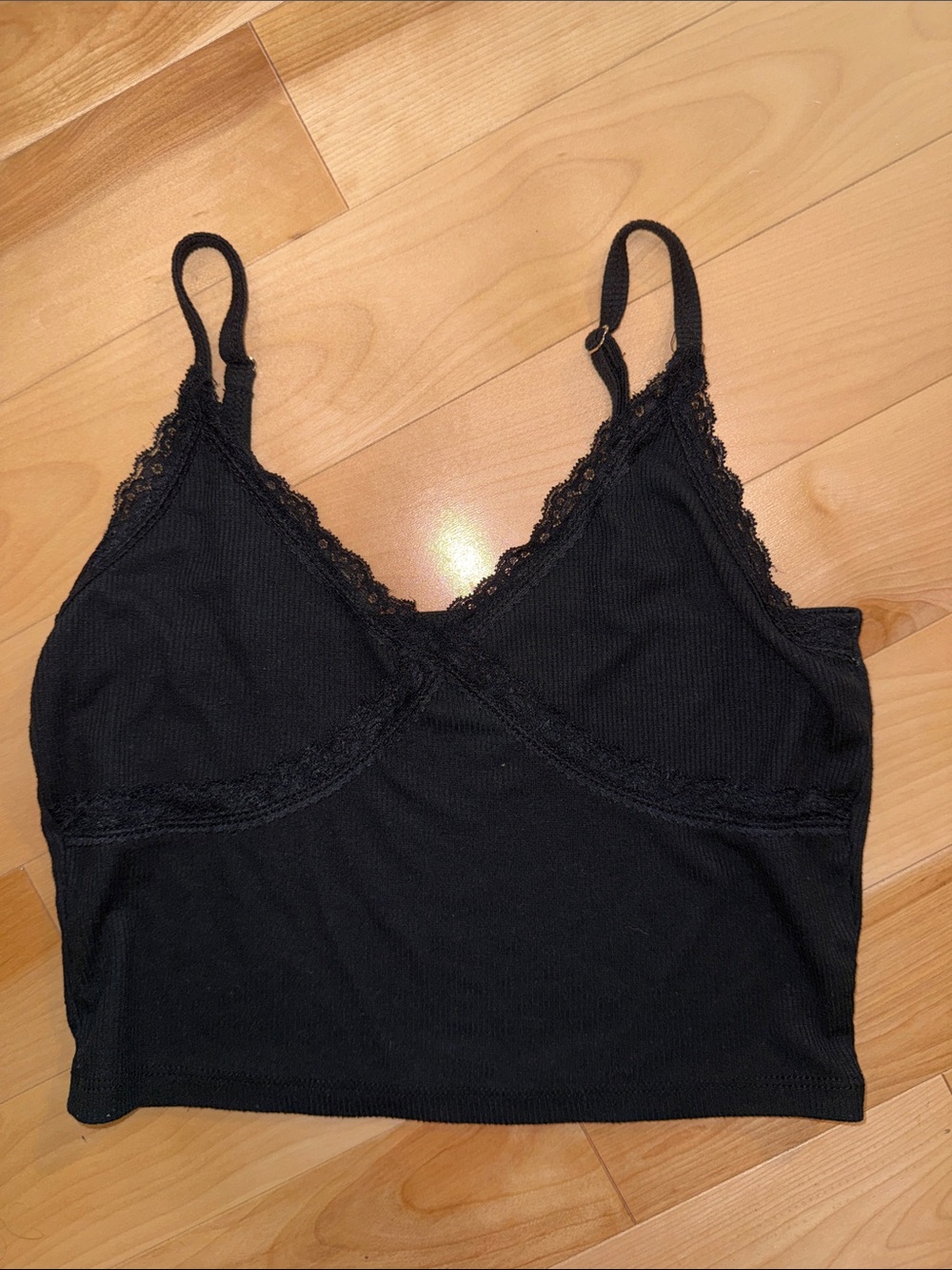 Black Lace-Trim Bralette Camisole no tags S/M